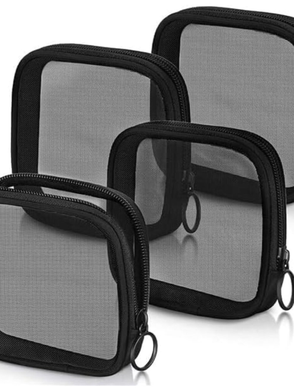 Mesh Zipper Pouch Travel Toiletry Bag Makeup Organizer 4 Pack